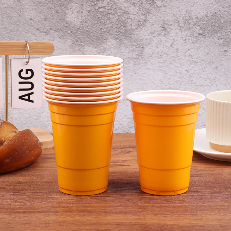 〔CC11〕10Pcs Multiple 16OZ Plastic Cups Drinking Cups Disposable Cups  Water Cups For Graduation Ceremonies Beverages Drinks
