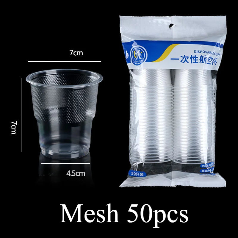 25/50pcs New Disposable Transparent Plastic Cup Outdoor Picnic Birthday Kitchen Party Tableware 160/170/200ml Cups Supplies Bar