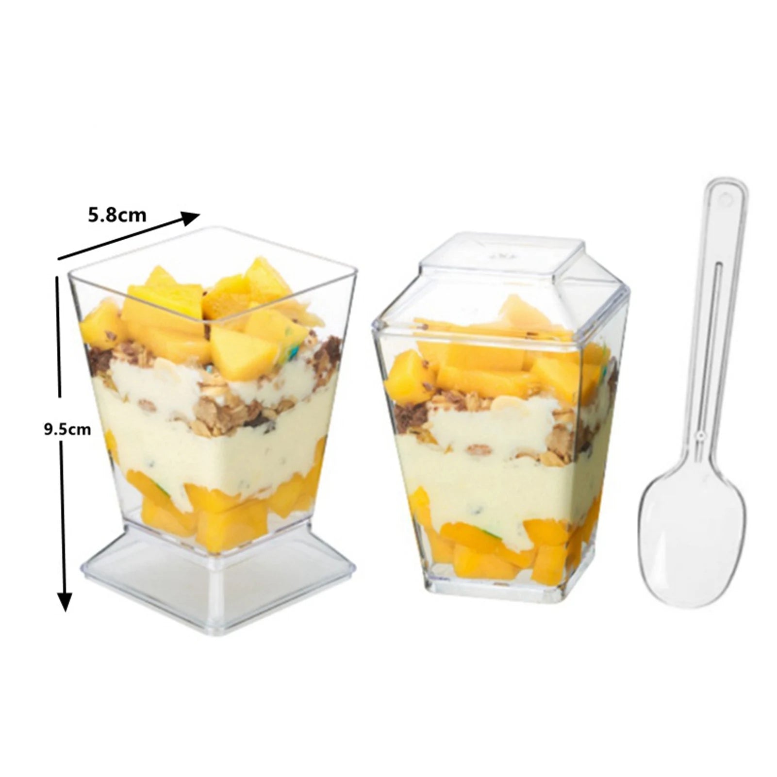 Clear Plastic Dessert Cups Material Reusable Easy Clean Perfect for Parties Fruit Pudding Ice Cream Snacks Stackable Storage