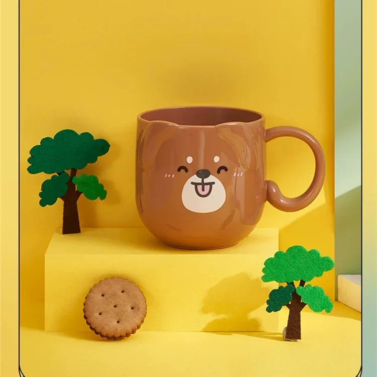 Cute Plastic Cups Cartoon Toothbrush Gargle Cup Creative Cat Dog Mouthwash Cup Wash Brush Cups Household Bathroom Supplies