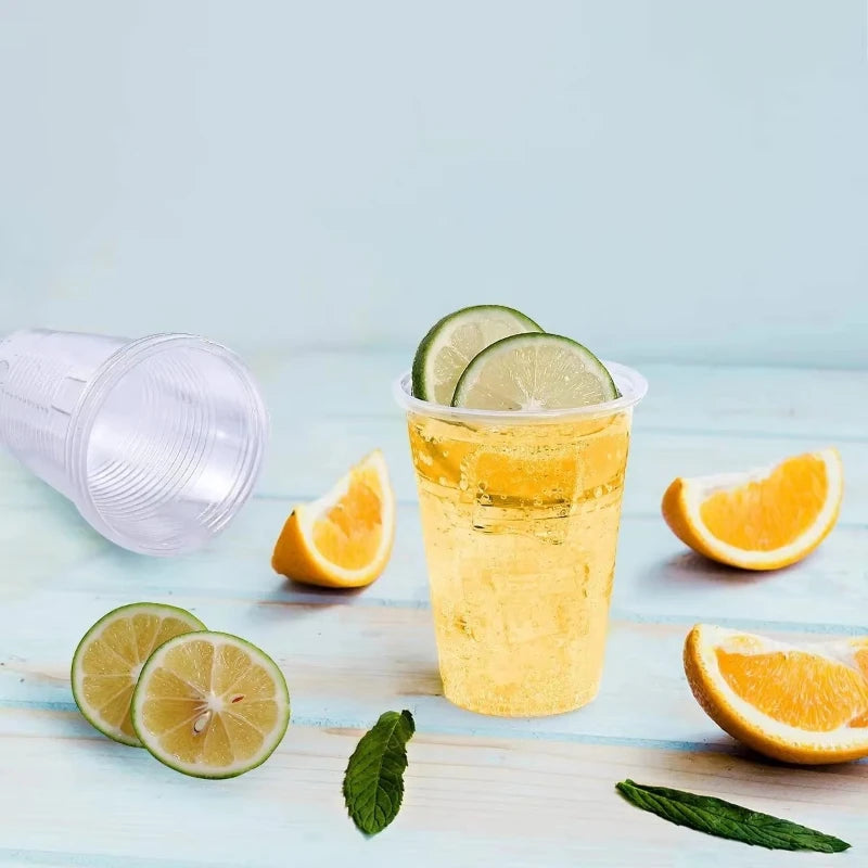 50/100PCS Disposable Transparent Plastic Cups Household  Drinking Cups Fruit Juice Coffee Ice Cream Birthday Wedding Party