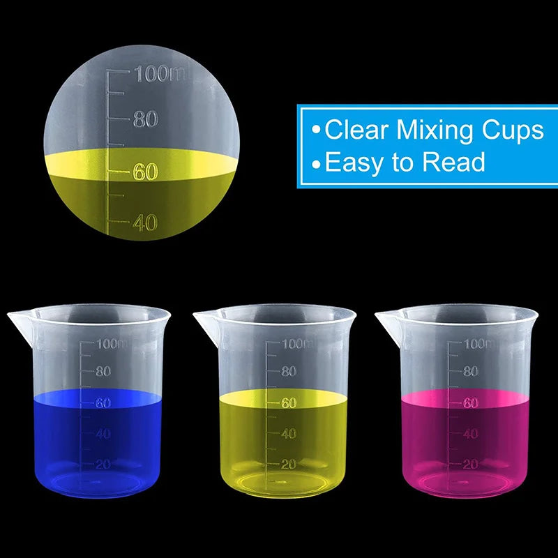 100ml Mixing Cups Plastic Liquid Container Epoxy Resin Scale Beaker Chemical Laboratory Cups Measuring Cup Kitchen Baking Tools