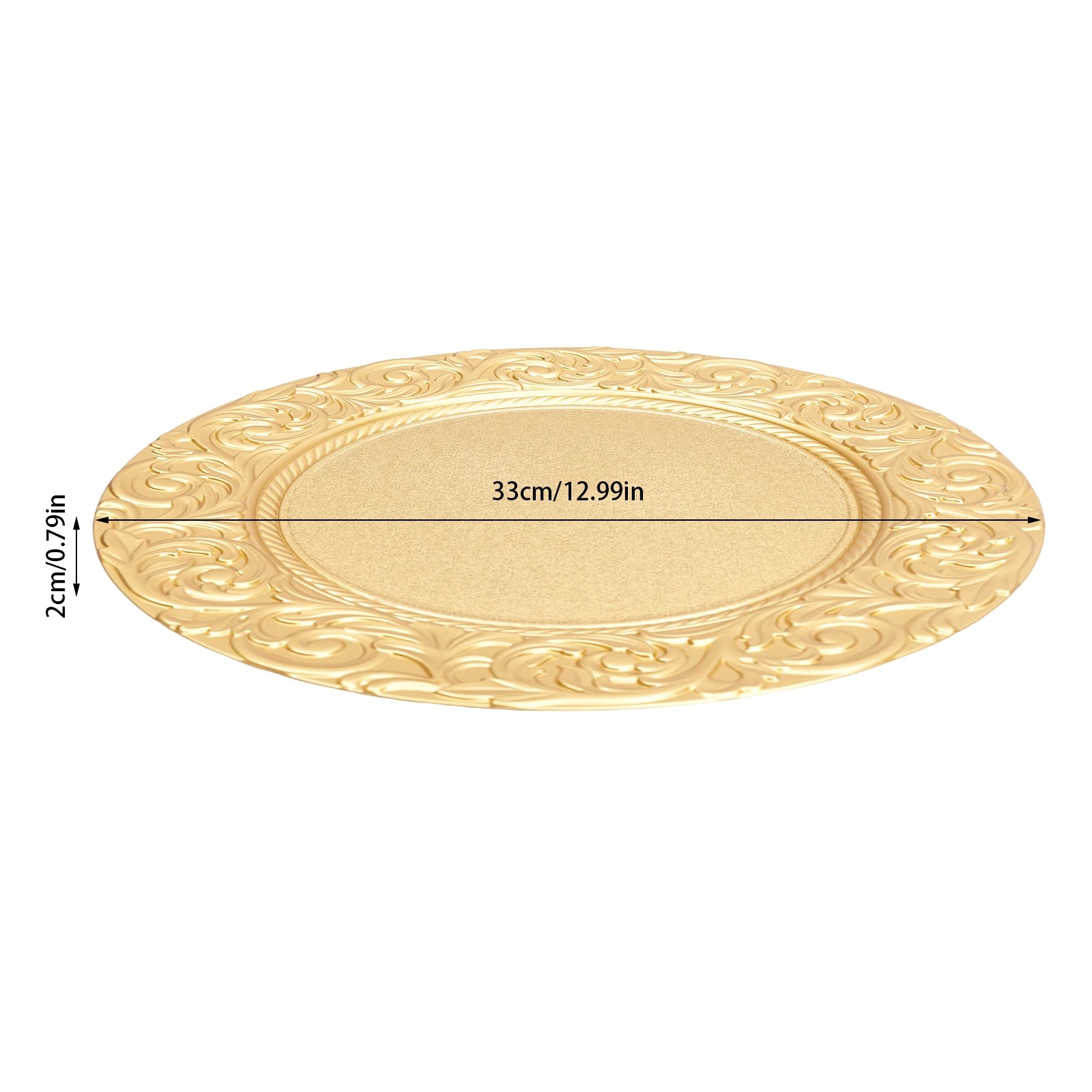 100 Pieces 33*2cm Charger Plates Set, PP Round Charger Plates, Reusable Serving Plates For Birthday Parties, Holidays, Weddings