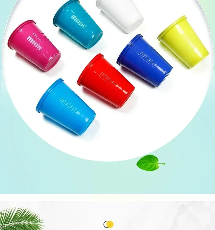 50Pcs Plastic Party Cups 16-Ounce Plastic Water Cups Recyclable Red Blue Cups with Fill Lines for Drinks BBQ Picnic Party
