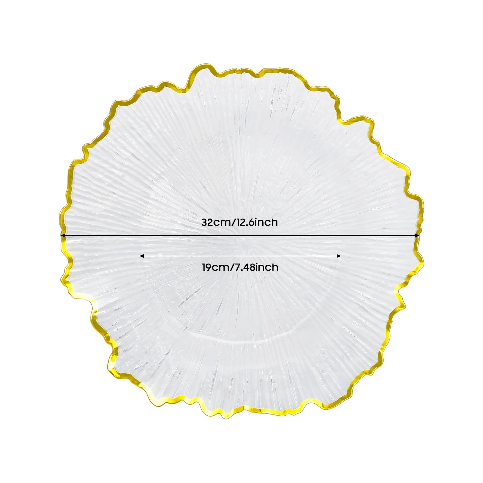 Serving Charger Plates 25 Pack Gold Rim Transparent Plastic 32cm for Wedding Birthday Holiday Party Dessert Display Easy Clean