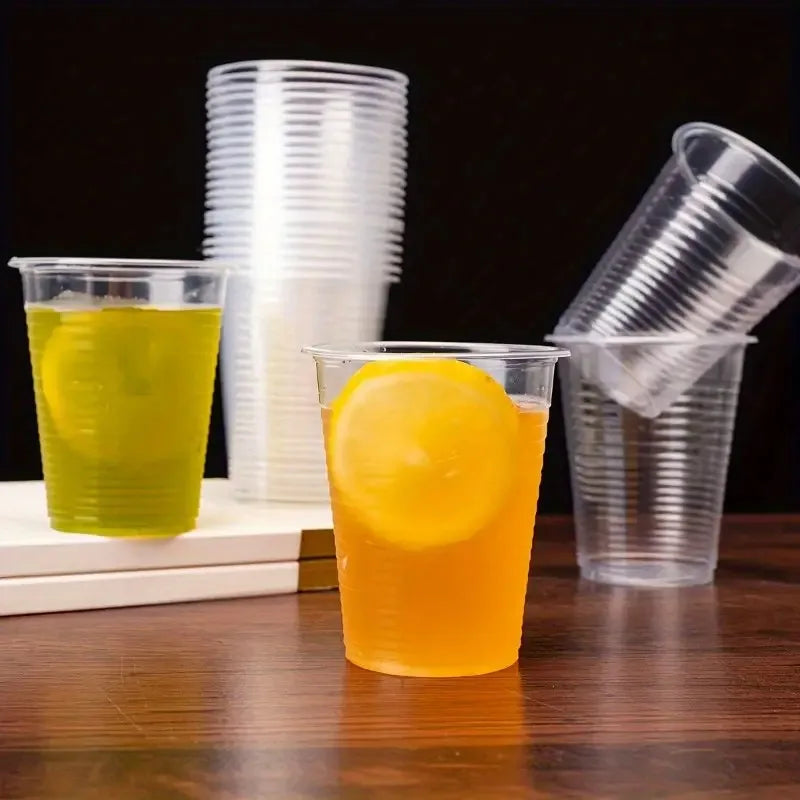 50/100PCS Disposable Plastic Cups Disposable Drinking Cups Suitable Beverages Fruits Coffee Birthday Parties Wedding Banquets
