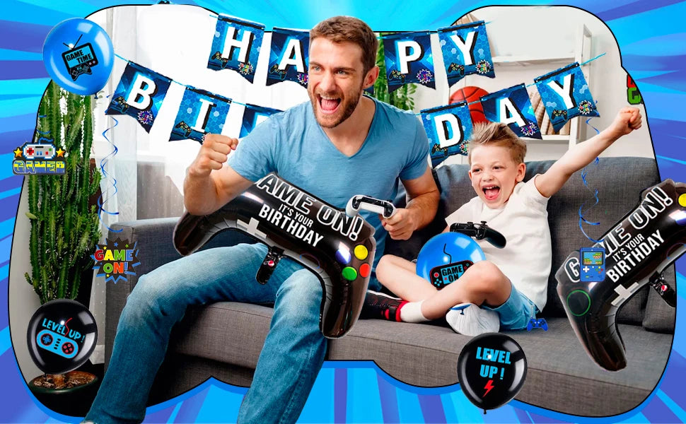 151 Pcs Video Game Party Decorations&Tableware-Video Game Party Plates Tablecloth Balloons etc Video Game Birthday Decorations