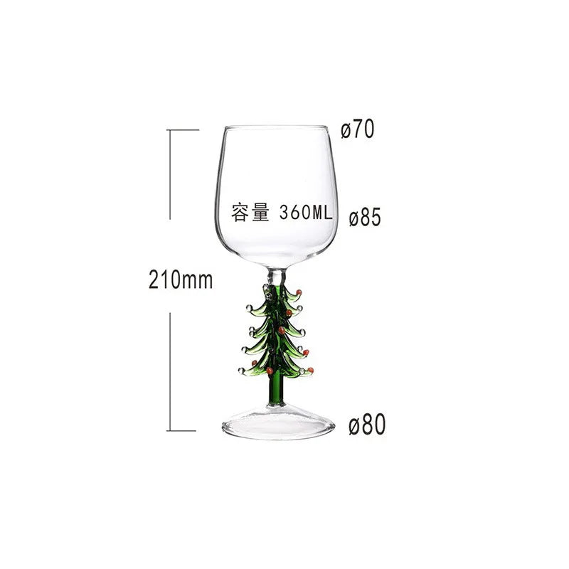 DecorBites 3D Christmas Tree Wine Glass – 300ml Holiday Gift