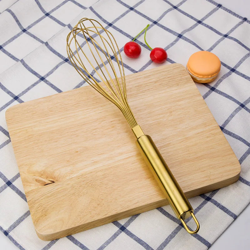 DecorBites Gold Steel Egg Beater Whisk – Baking Set