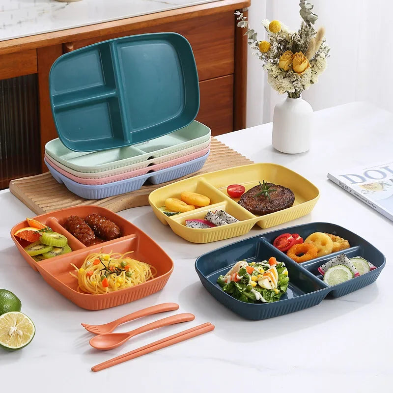 DecorBites 3-Compartment Divided Diet Plate – Microwave Safe