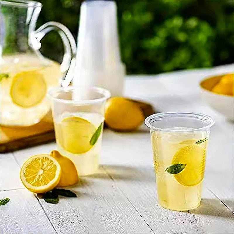 50/100PCS Disposable Transparent Plastic Cups Household  Drinking Cups Fruit Juice Coffee Ice Cream Birthday Wedding Party
