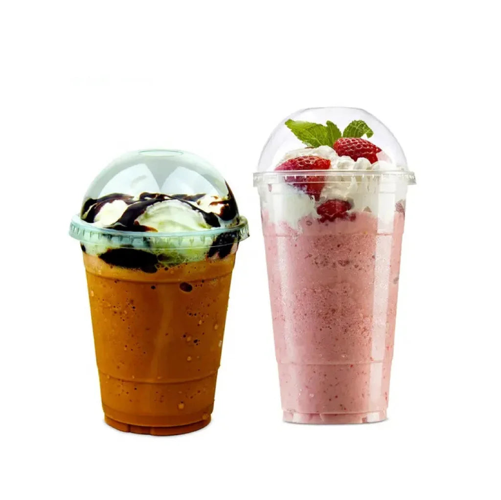30 Pieces Disposable Transparent Plastic Cups with Lids for Milk Tea Juice Cold Drinks Smoothies Beverage Carry out