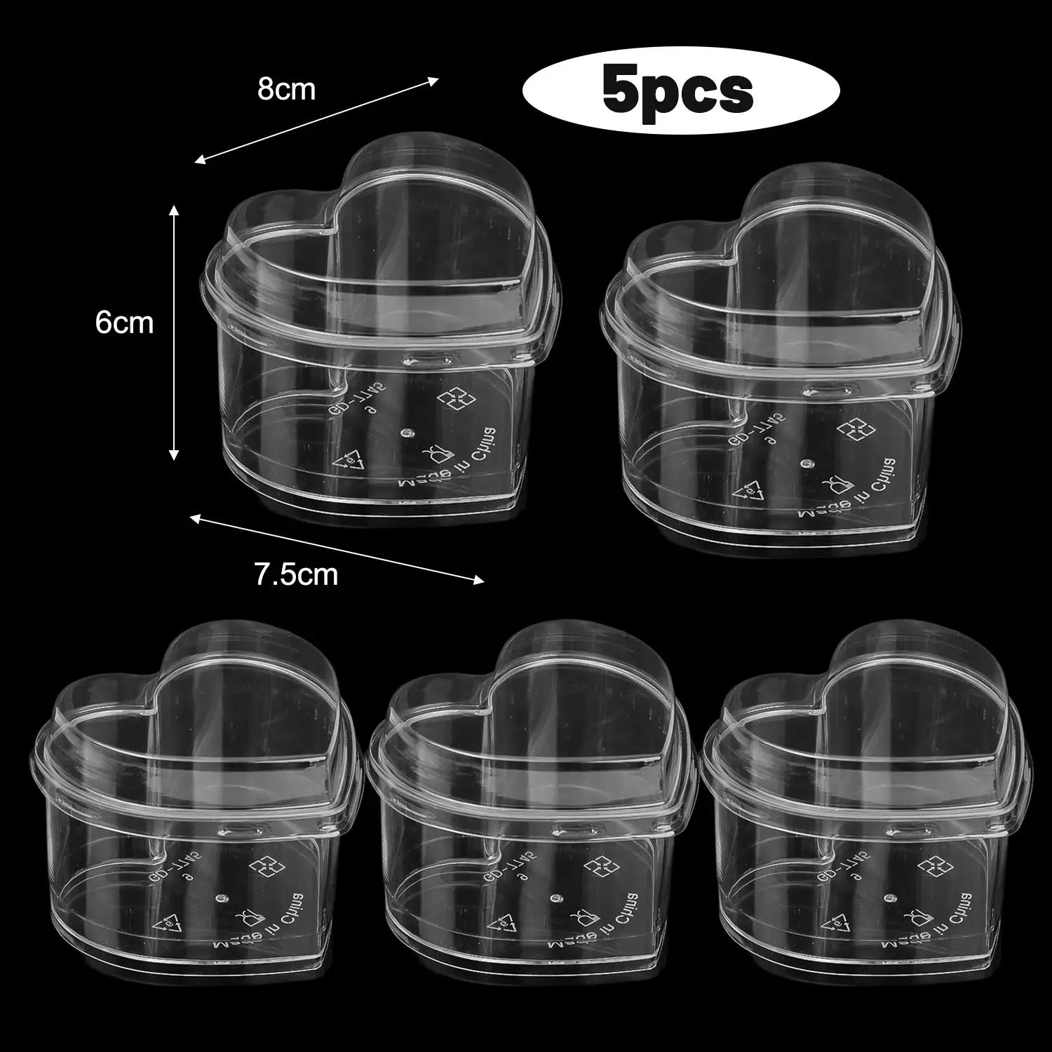 5/20x Disposable Plastic Cups with Lids Heart-shaped Clear Dessert Cup Pudding Container for Ice Cream Cake Fruit Yogurt Bowls