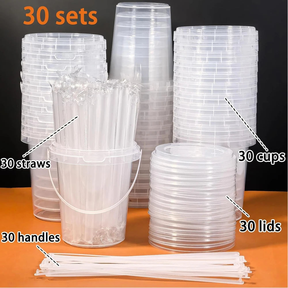 Plastic Cups with Lid and Straw,Disposable Coffee Cups with Lids for Iced Coffee,Smoothie,Milkshake,Cold & Hot Drinks, Sturdy