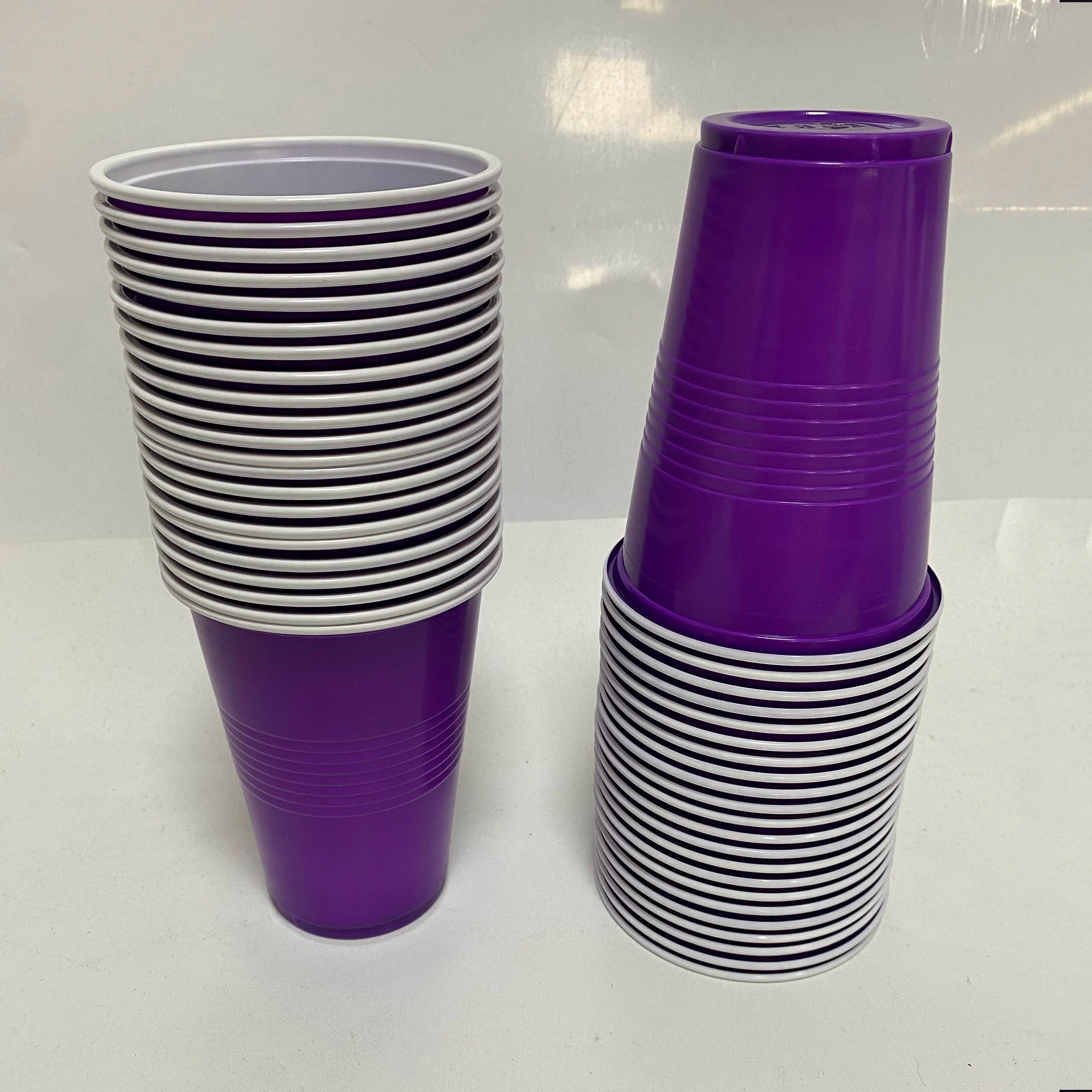 50Pcs Plastic Party Cups 16-Ounce Plastic Water Cups Recyclable Red Blue Cups with Fill Lines for Drinks BBQ Picnic Party