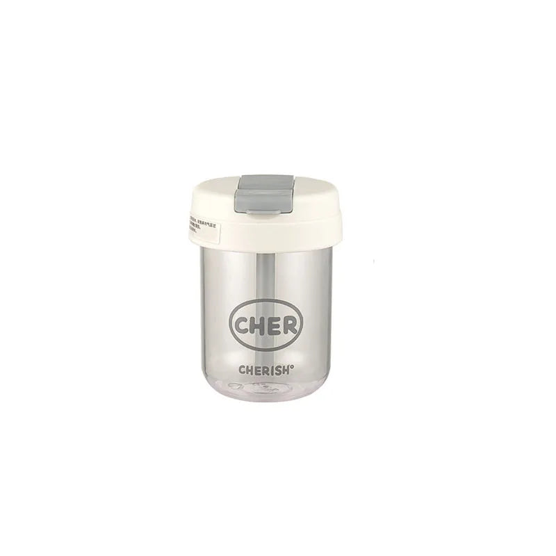 Summer Plastic Water Cup Practical and Compact for Students and White-collar Workers Double-drinking Water Cup with Straw