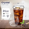 12/16//20/24/32OZ  Clear Plastic Cups with Sip Lids Disposable Plastic Coffee Cups To Go Cups for Iced Coffee Smoothies Soda