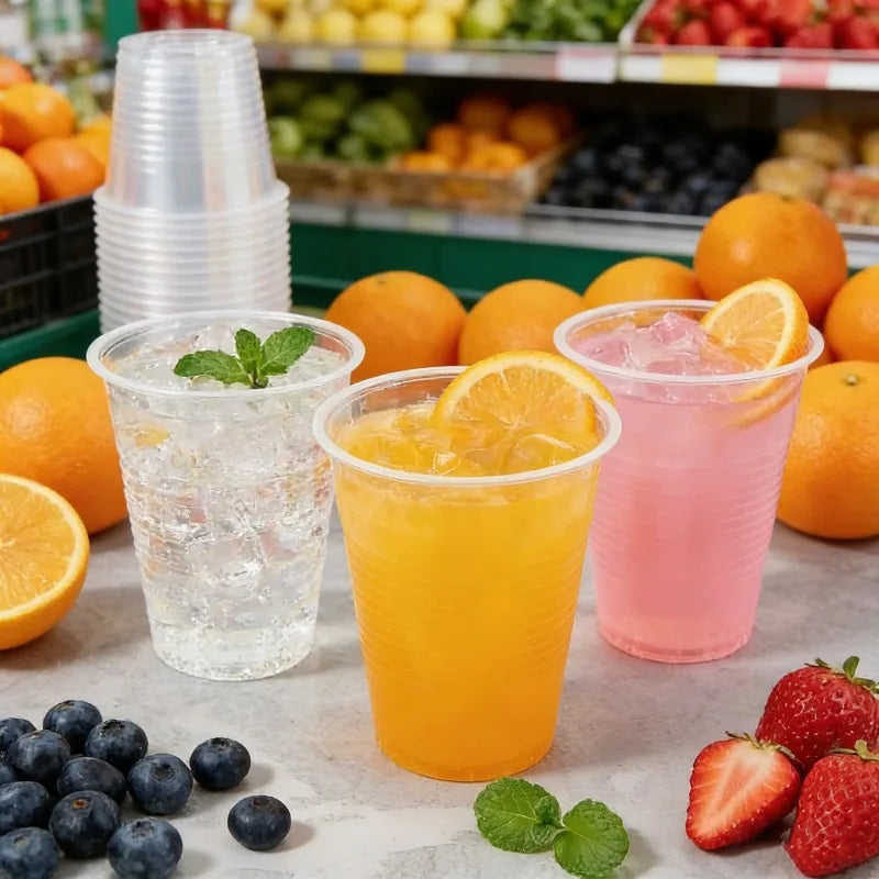 50/100PCS Clear Plastic Cups Disposable Plastic Cups Outdoor Picnic Birthday Weddings Party Kitchen Cold Drinks Juice Tableware