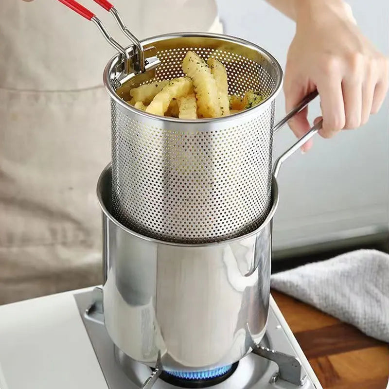 DecorBites Deep Fryer Pot with Strainer – Chicken & French Fry Fryer