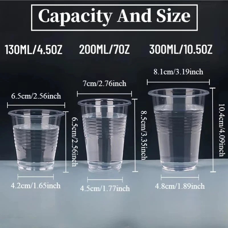 50/100PCS Disposable Transparent Plastic Cups Household  Drinking Cups Fruit Juice Coffee Ice Cream Birthday Wedding Party