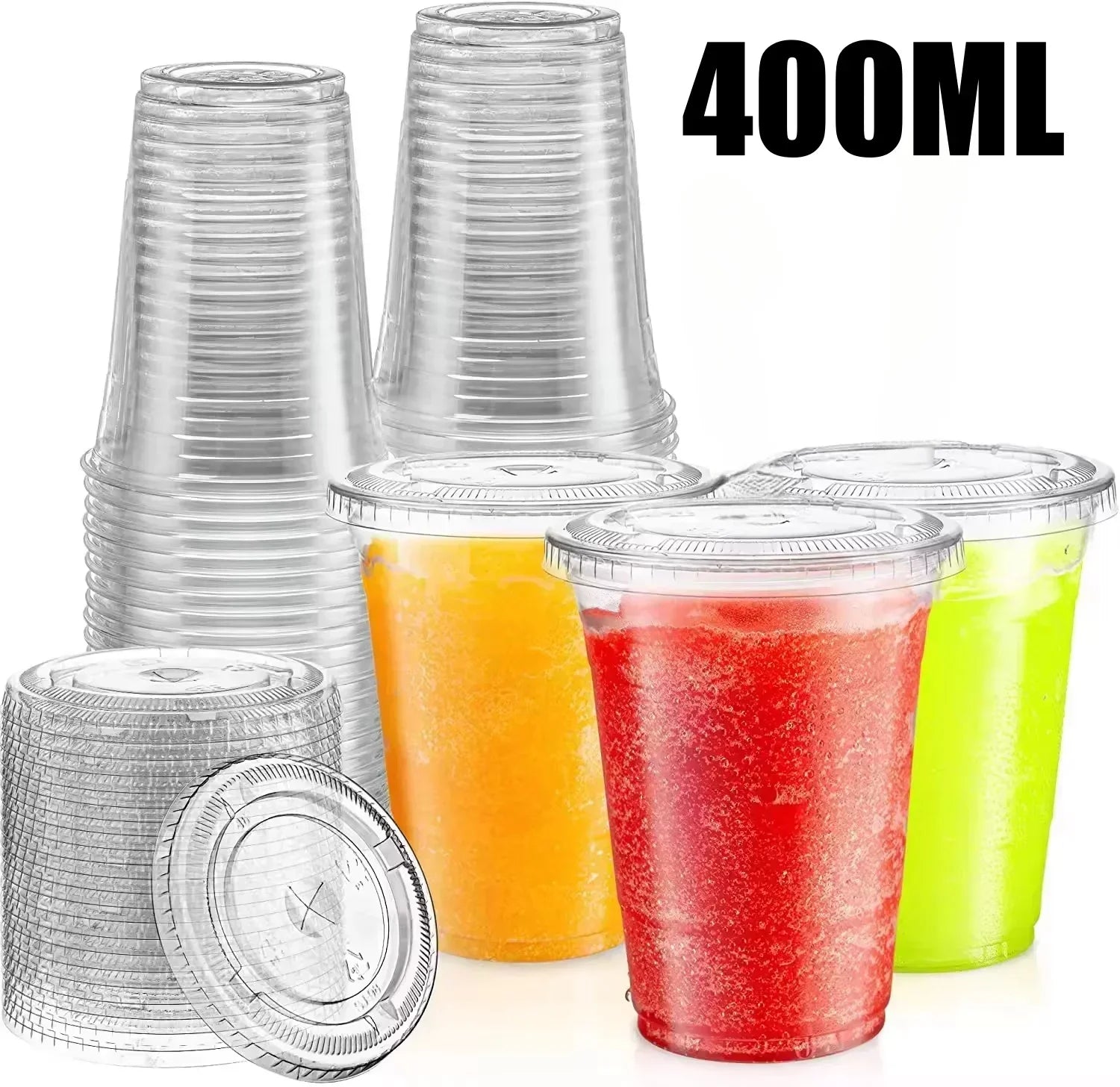 High Quality Disposable Plastic Party Cups with Lids PET Clear Cup Plastic for Iced Cold Drink Coffee Milk Tea Juice Smoothie