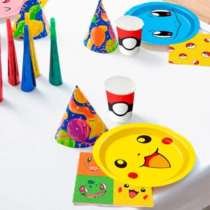 Pokemon Party Supplies,120 Pcs Pokemon Birthday Party Tableware Set-Pokemon Plates Napkins Cups etc Pokemon Birthday Decorations