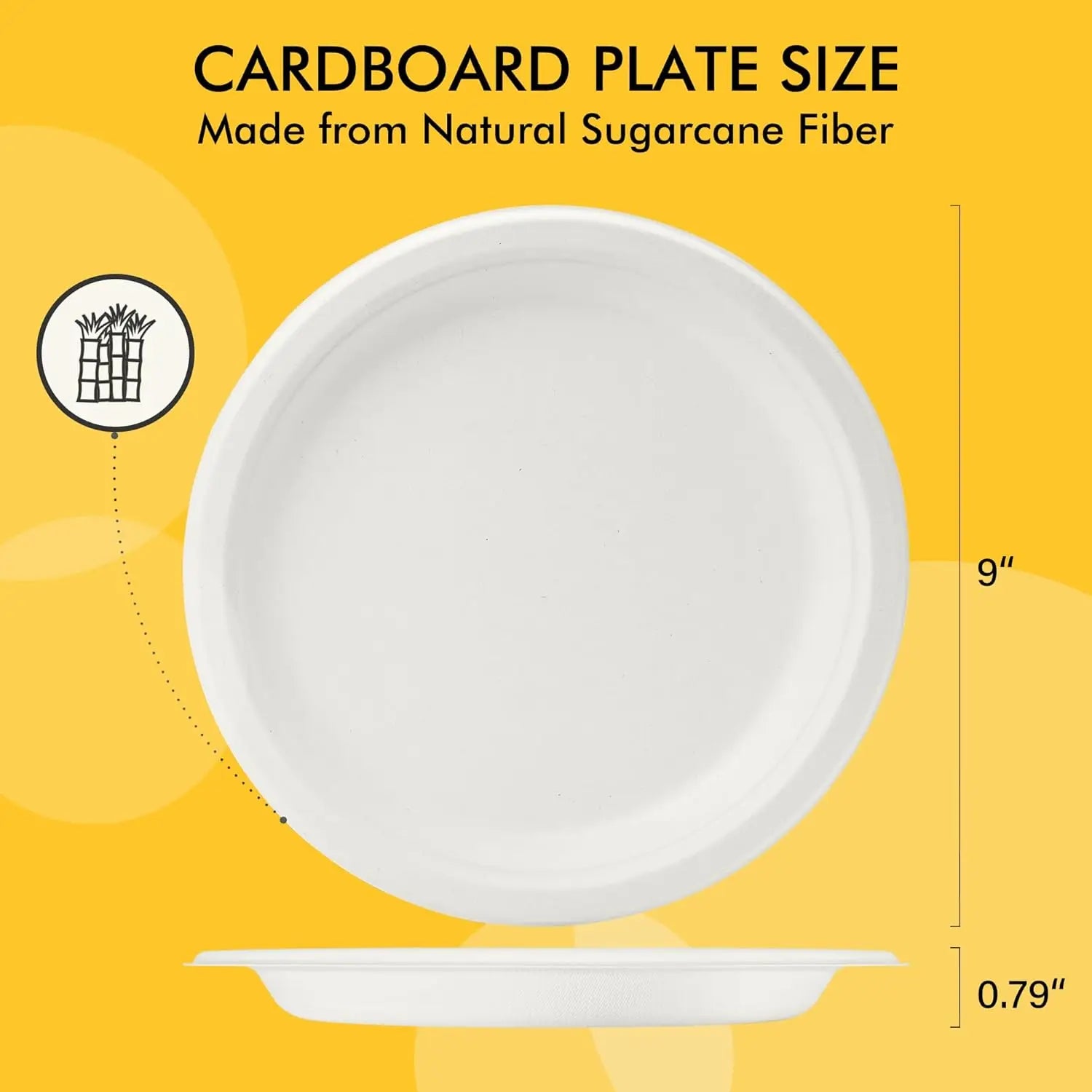 9 Inch Disposable Plates, for Parties, BBQ, Kids Crafts. 23x23cm, Sturdy, Bulk 50 Pcs