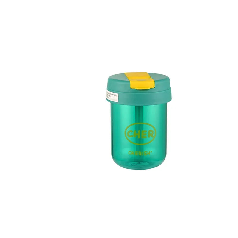 Summer Plastic Water Cup Practical and Compact for Students and White-collar Workers Double-drinking Water Cup with Straw
