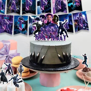 Black Panther Birthday Party Decorations,112 Pcs Black Panther Party Supplies&Tableware-Black Panther Balloons Banner Plates etc