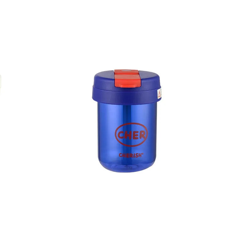 Summer Plastic Water Cup Practical and Compact for Students and White-collar Workers Double-drinking Water Cup with Straw