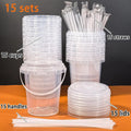 Plastic Cups with Lid and Straw,Disposable Coffee Cups with Lids for Iced Coffee,Smoothie,Milkshake,Cold & Hot Drinks, Sturdy