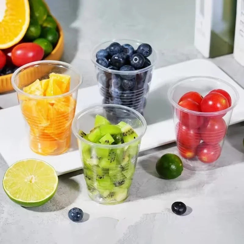 50/100PCS Disposable Plastic Cups Disposable Drinking Cups Suitable Beverages Fruits Coffee Birthday Parties Wedding Banquets
