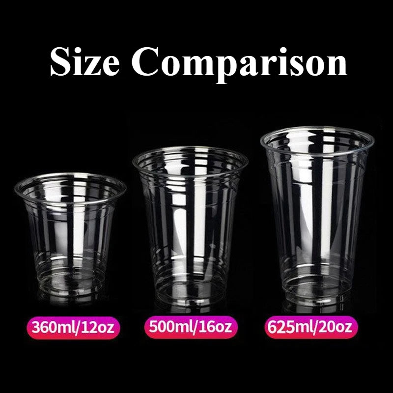 16oz/20oz Clear Plastic Cups with Lids Sturdy Iced Coffee Cups with Sip lids Disposable Plastic Smoothie Cups for Cold Drinks