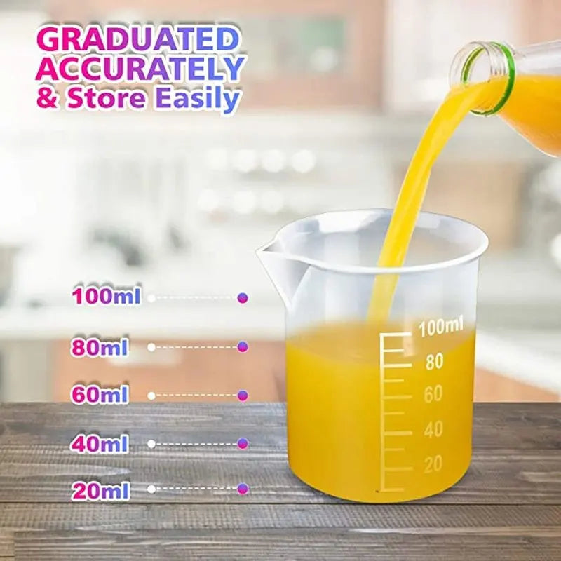 100ml Mixing Cups Plastic Liquid Container Epoxy Resin Scale Beaker Chemical Laboratory Cups Measuring Cup Kitchen Baking Tools