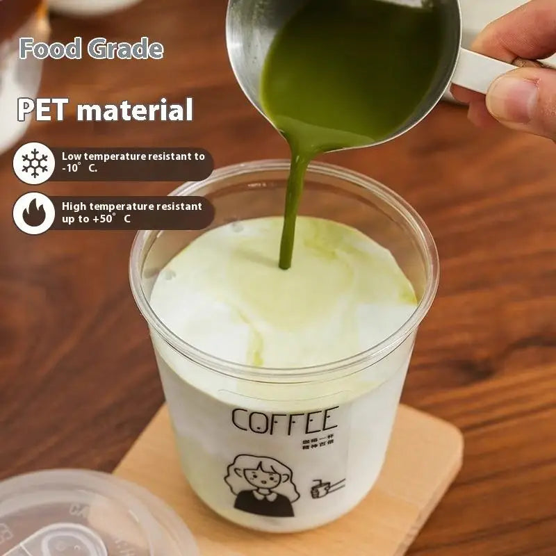 10pcs Transparent Coffee Cups With Lids U-shaped Disposable Cups For Hot Drink Milk Tea Takeaway Beverage Cups