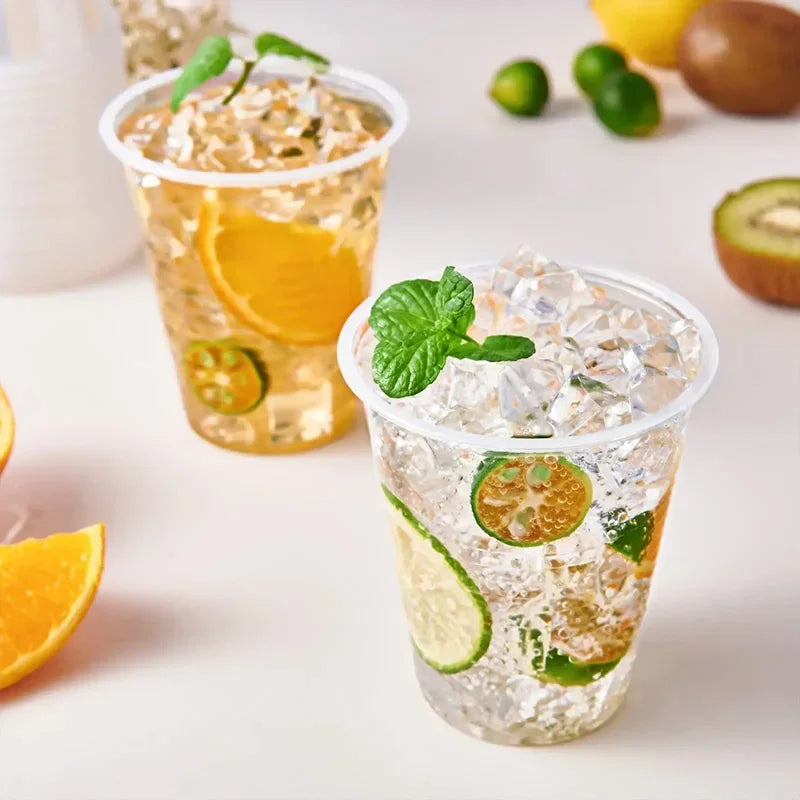 50/100PCS Disposable Plastic Cups Disposable Drinking Cups Suitable Beverages Fruits Coffee Birthday Parties Wedding Banquets