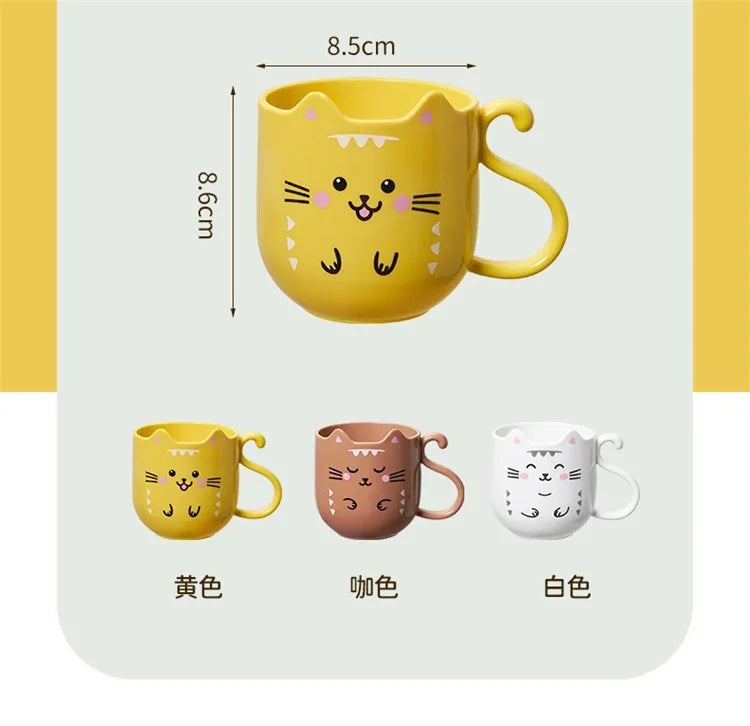 Cute Plastic Cups Cartoon Toothbrush Gargle Cup Creative Cat Dog Mouthwash Cup Wash Brush Cups Household Bathroom Supplies