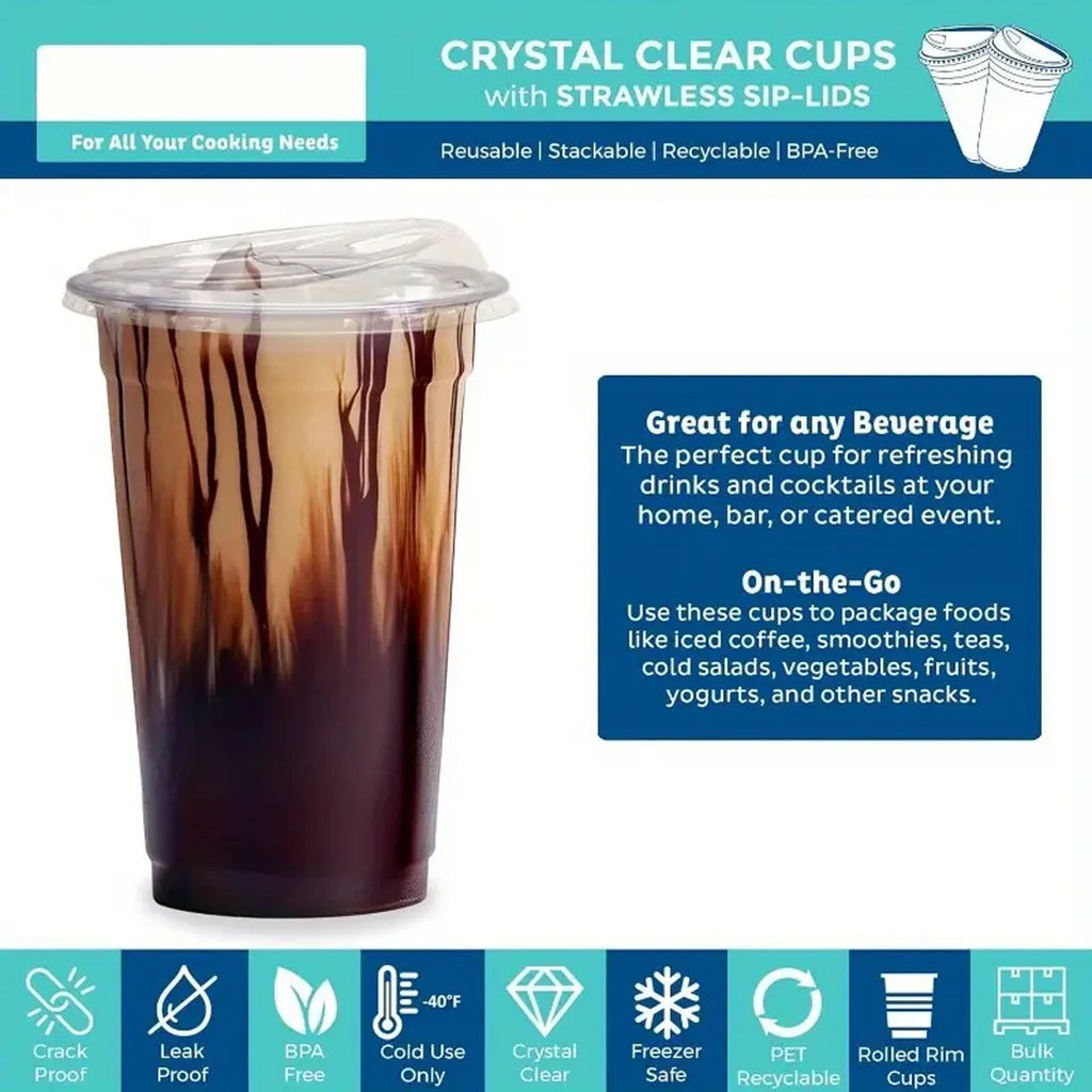 10pcs Plastic Cup With No Straw Mouth Direct Drinking Transparent Disposable Coffee Cup Suitable For Smoothies Cold Drinks Milk