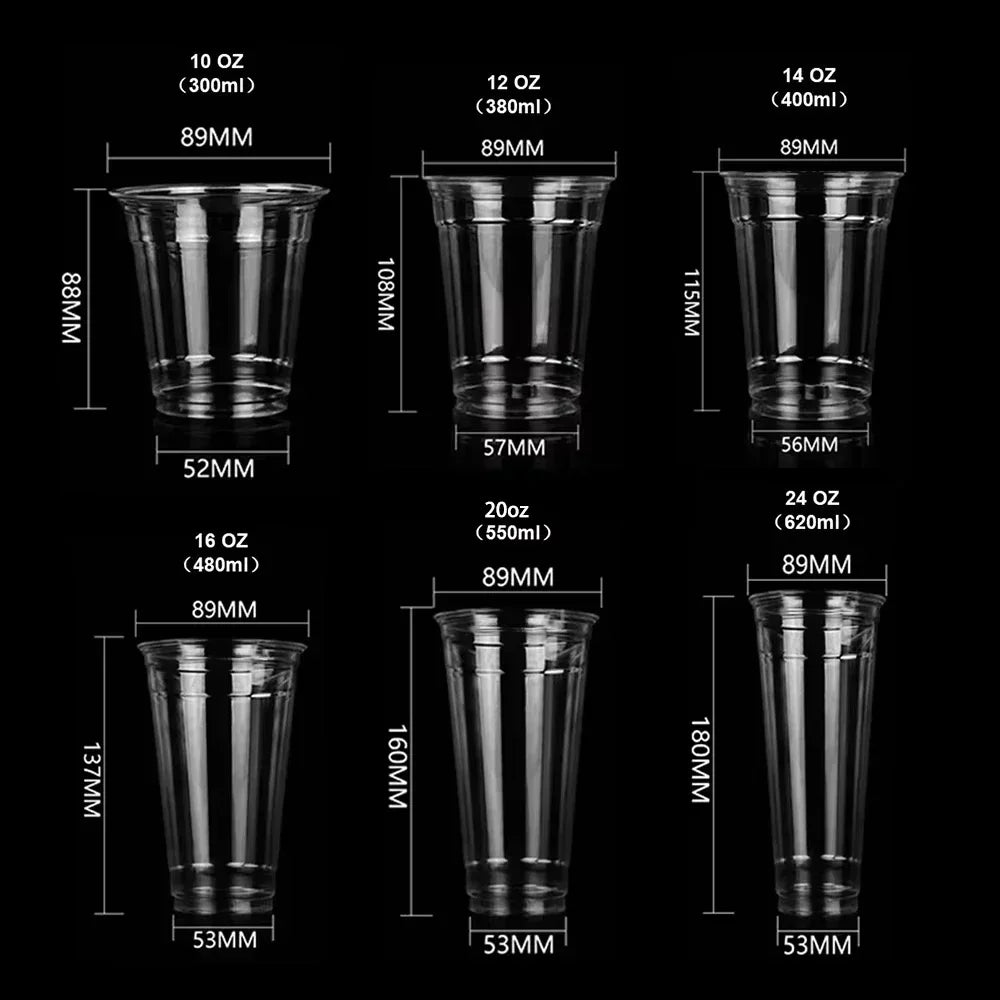 蓋つき高品質使い捨てプラスチックパーティーカップ PET製クリアカップ アイスコールドドリンク、コーヒー、ミルクティー、ジュース、スムージー用プラスチックカップ