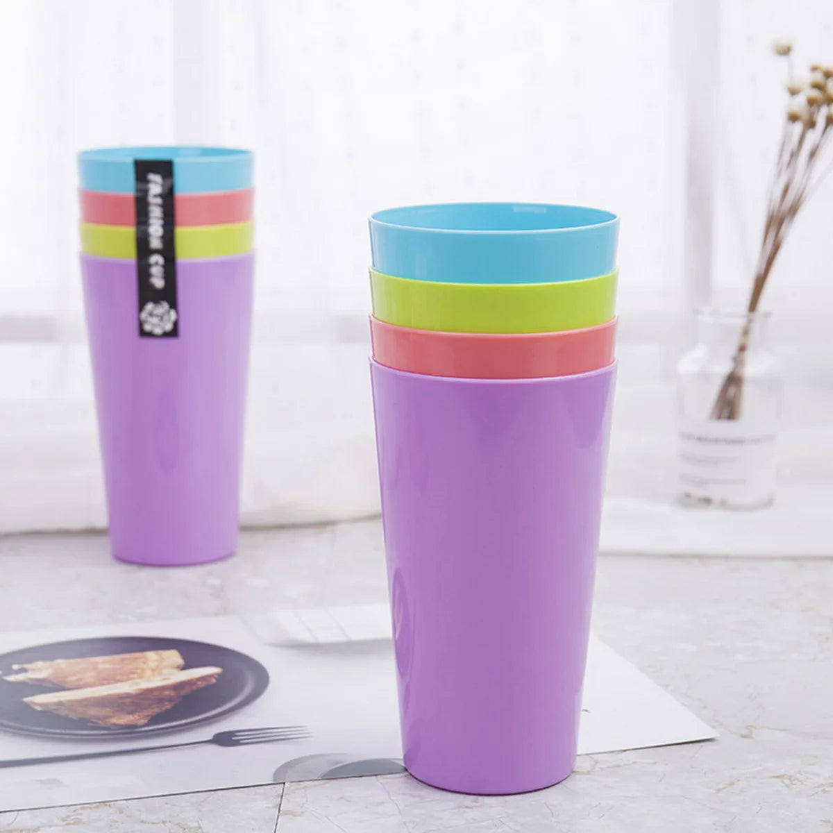 再利用可能なプラスチックカップ 18オンス / 530ml - 食洗機対応PPプラスチックタンブラー 割れない大型ドリンクカップ