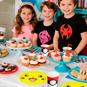 Pokemon Party Supplies,120 Pcs Pokemon Birthday Party Tableware Set-Pokemon Plates Napkins Cups etc Pokemon Birthday Decorations