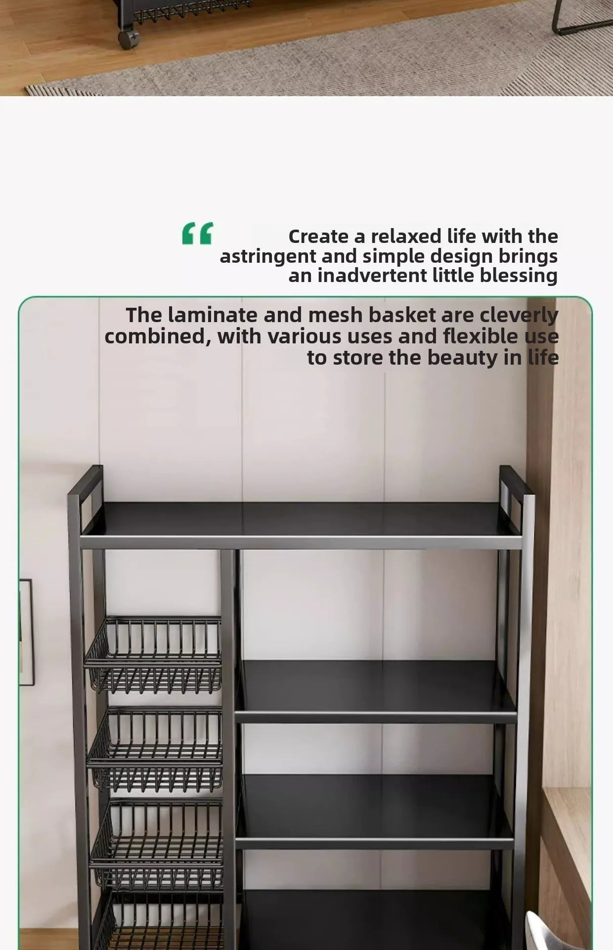 Rack Movable Snack & Grocery Holder Bathroom Storage Solution Multi-Tier Kitchen Storage Shelf Freestanding Vegetable Organizer
