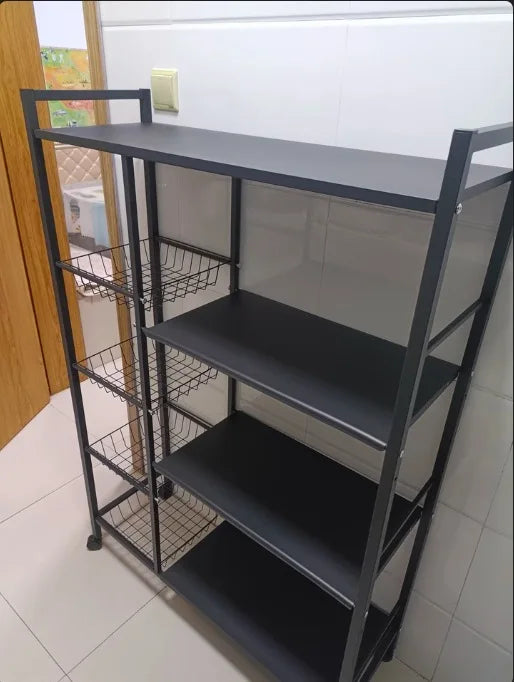 Rack Movable Snack & Grocery Holder Bathroom Storage Solution Multi-Tier Kitchen Storage Shelf Freestanding Vegetable Organizer