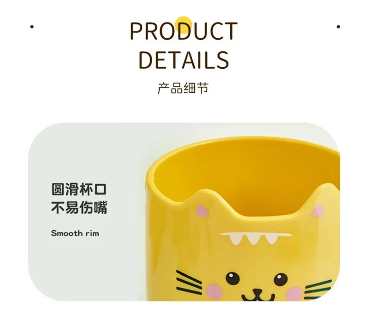 Cute Plastic Cups Cartoon Toothbrush Gargle Cup Creative Cat Dog Mouthwash Cup Wash Brush Cups Household Bathroom Supplies