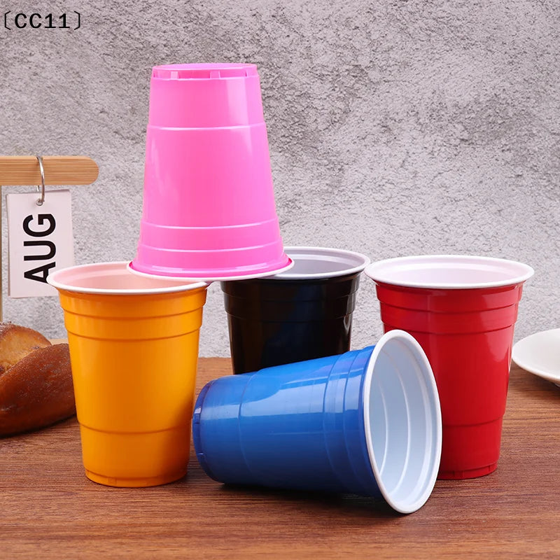 〔CC11〕10Pcs Multiple 16OZ Plastic Cups Drinking Cups Disposable Cups  Water Cups For Graduation Ceremonies Beverages Drinks