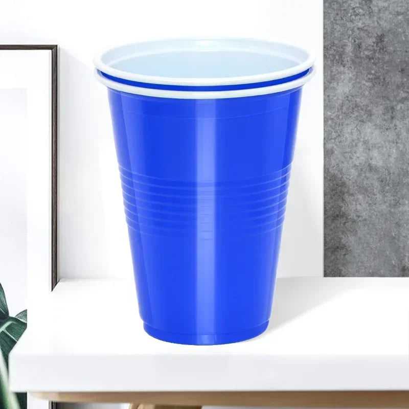 50Pcs/pack 16Oz Plastic Party Cups Disposable Water Cups Recyclable Red Cups with Fill Lines for Drinks,BBQ,Picnic,Party Game