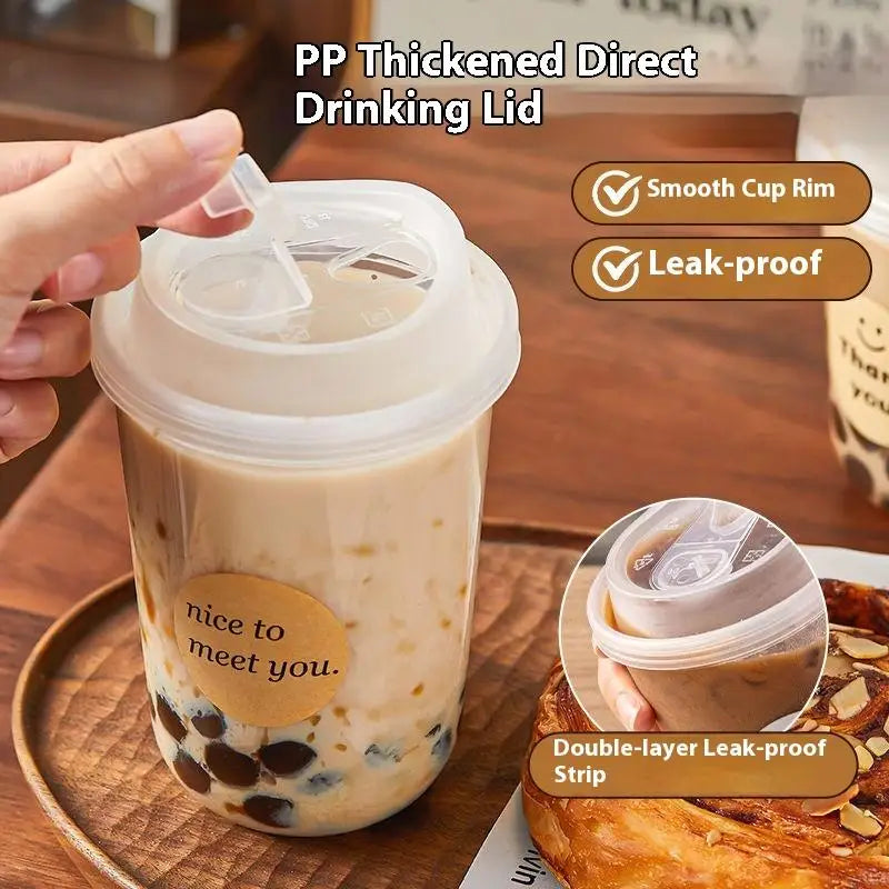 10pcs Transparent Coffee Cups With Lids U-shaped Disposable Cups For Hot Drink Milk Tea Takeaway Beverage Cups