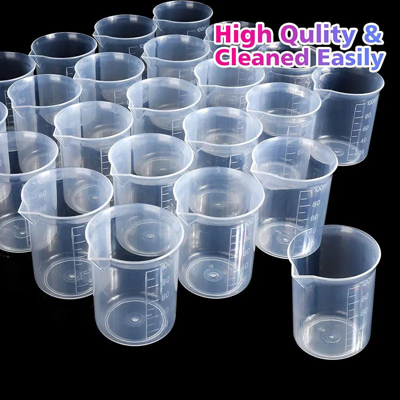100ml Mixing Cups Plastic Liquid Container Epoxy Resin Scale Beaker Chemical Laboratory Cups Measuring Cup Kitchen Baking Tools