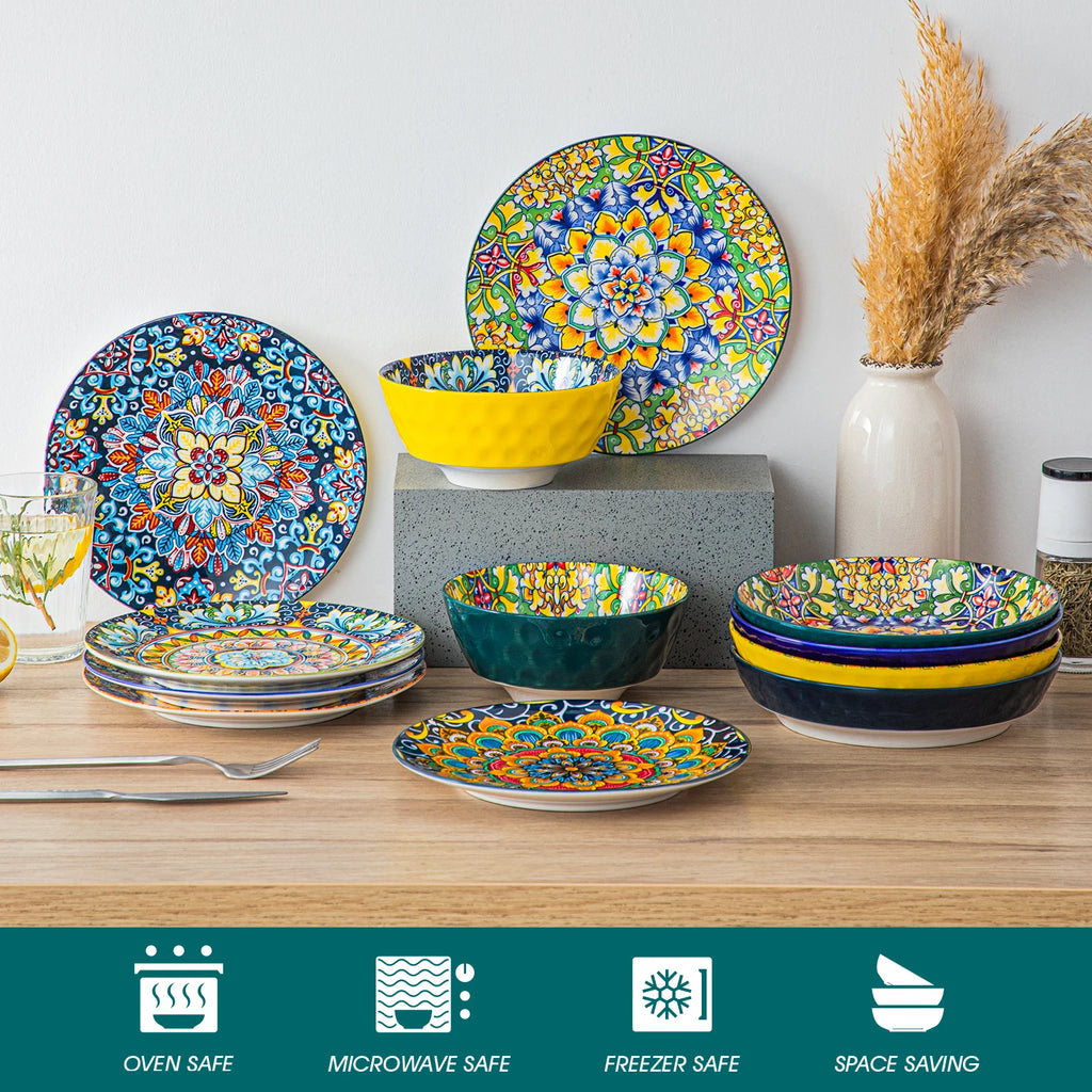 vancasso 6/12 Piece Porcelain Dinner Plates Crockery Breakfast Plate Set Scratch Resistant Flat Plates Dinnerware Set for 6