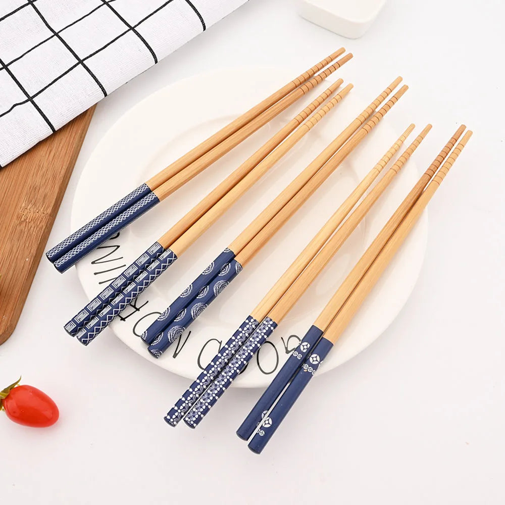 エコフレンドリーな竹製箸セット – 手作り5膳、寿司と普段使いに最適な和風木製食器